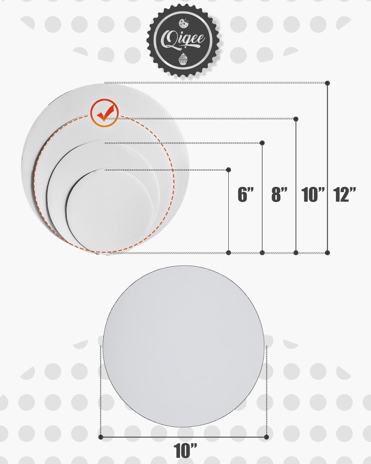 qiqee 40-Packs Cake Boards Round 10 Inch White Circles Rounds Base Food-Grade Cardboard Cake Plate (Thinner But Stronger) - Image 7
