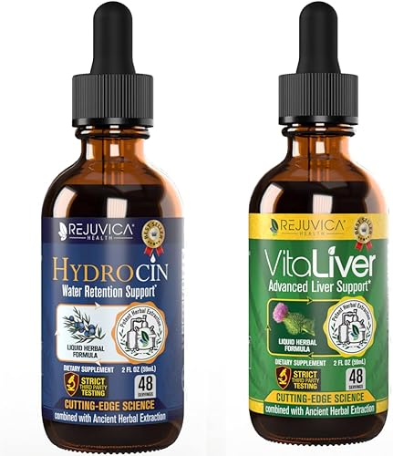 Hydrocin + VitaLiver - Apoya la retención + salud hepática - Entrega de líquidos para una mejor absorción - Cardo mariano, diente de león, Uva Ursi,
