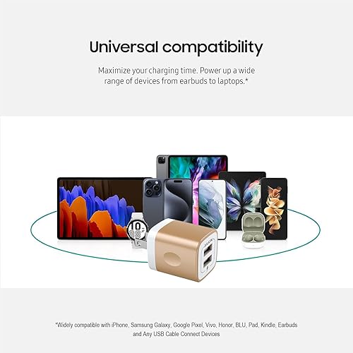 Miniatura 7 de AILKIN - Cargador de pared USB, bloque de carga, 2.1A de carga rápida multipuerto, adaptador base de enchufe de bloque de carga USB para iPad,