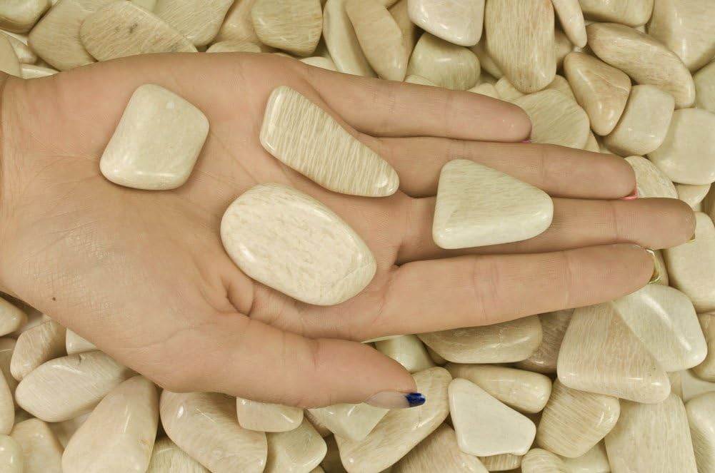 Fantasia Materials: 5 lbs Tumbled Feldspar A Grade Stones from Brazil - Small - 0.75" to 1.25" avg