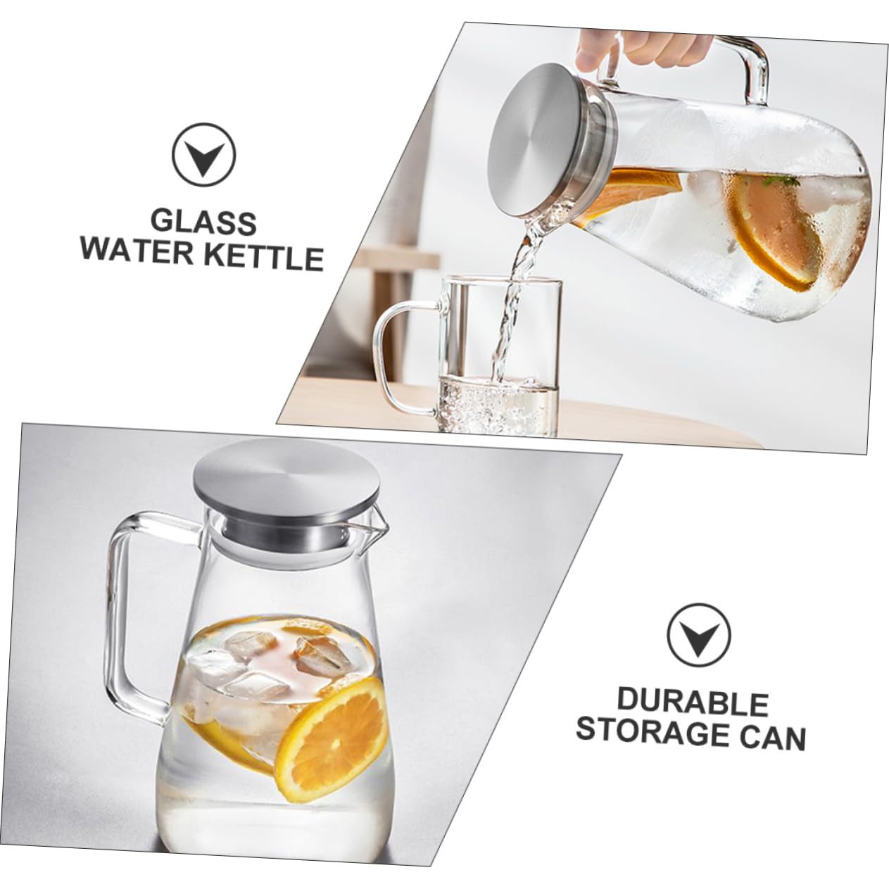 Taza de Agua Hervida de Vidrio Transparente Jarra de Agua Fría de Hervidor de Jugo Moderno para Despacho Fría para Bebidas