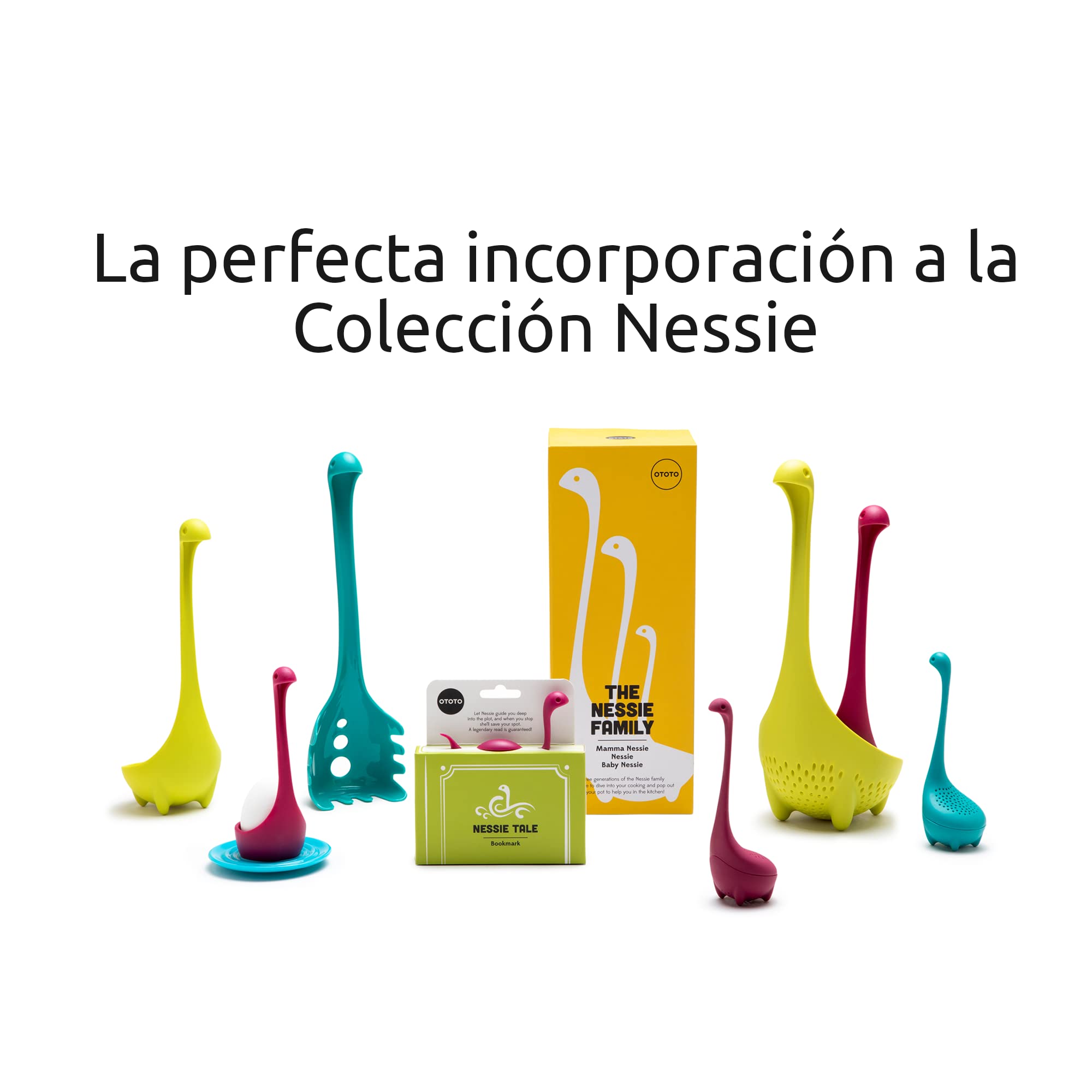 OTOTO Papa Nessie - Servidor de pasta, cuchara de espagueti, grado alimenticio y libre de BPA, apto para lavavajillas y resistente al calor, tenedor de pasta de 28,5 x 8,5 x 5,5 cm