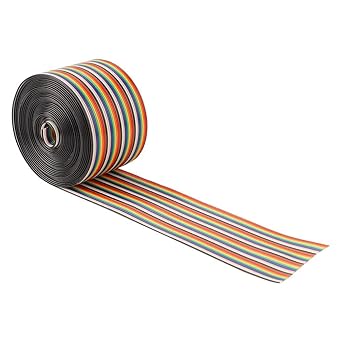 Set of 2 Flat Ribbon Cable, Rainbow Ribbon Cable, Mildew Resistance Convenient Moisture Resistance for Electrical Electronic(3 Meters Long)