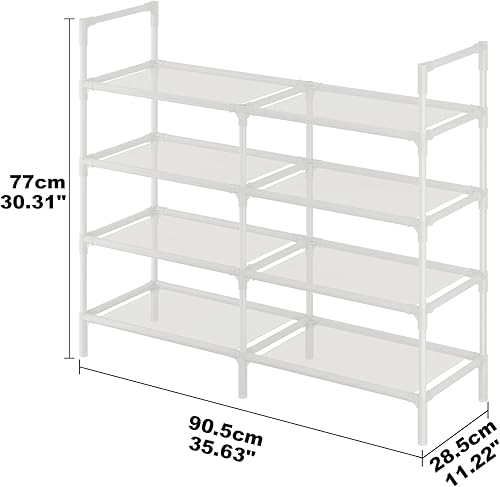 Miniatura 3 de Calmootey Zapatero de 4 niveles, organizador de almacenamiento de doble fila, 16-20 pares de estantes de almacenamiento de zapatos para entrada,