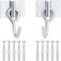 Kit 2 Ganchos para Rede de Descanso em Aço Zincado com 8 Parafusos Sextavados 1/4 x 50mm – Fixação Resistente