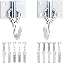 Kit 2 Ganchos para Rede de Descanso em Aço Zincado com 8 Parafusos Sextavados 1/4 x 50mm – Fixação Resistente