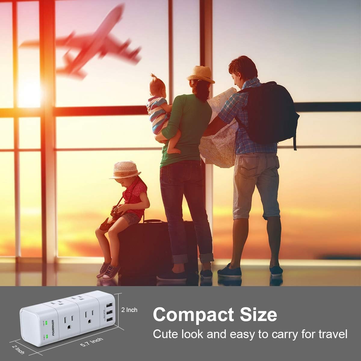 Surge Protector Wall Mount , Outlet Splitter with Rotating Plug, POWERIVER Power Strip with 6 Outlet Extender (3 Side) and 3 USB Ports, 1680 Joules, for Home/School/Office/Travel, White Listed,White : Electronics