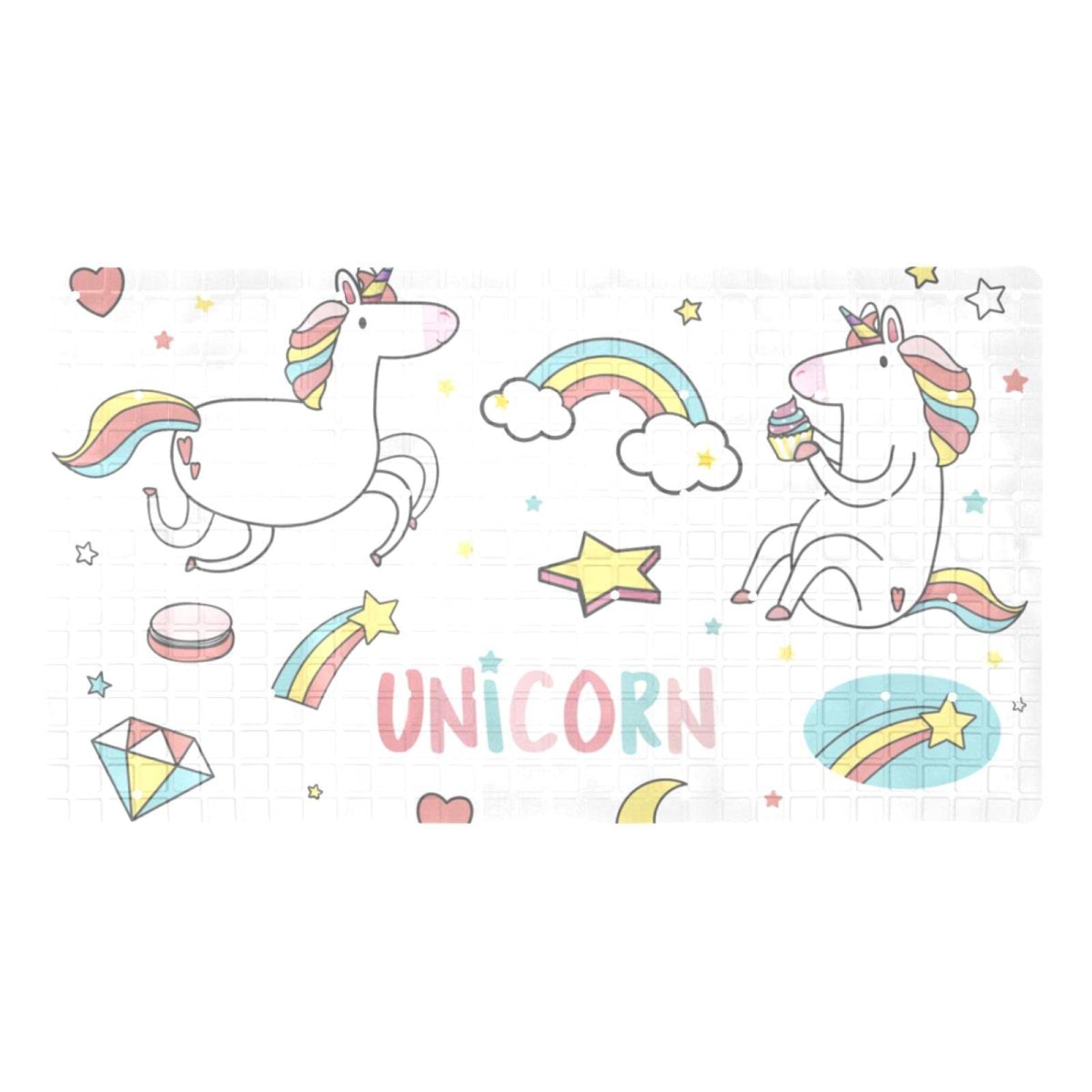 Tapis antidérapant baignoire anti-chute trous drainage licorne