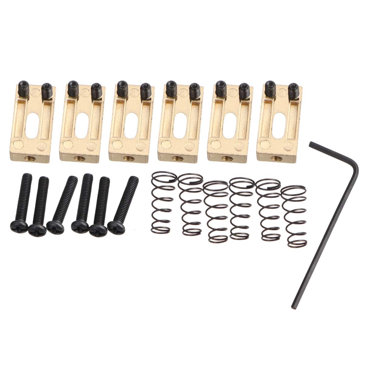 GOOHOCHY Replacement Electric Guitar Bridge Saddles 6pcs Locking String Guitarra Systerm Metal Finish Longevity and Tone