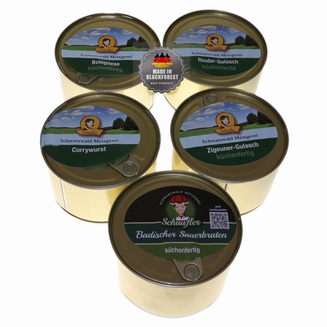 Schwarzwaldmetzgerei - 5er Set Fertiggerichte - küchenfertig, Fertigessen | 5 x 400g Dosen