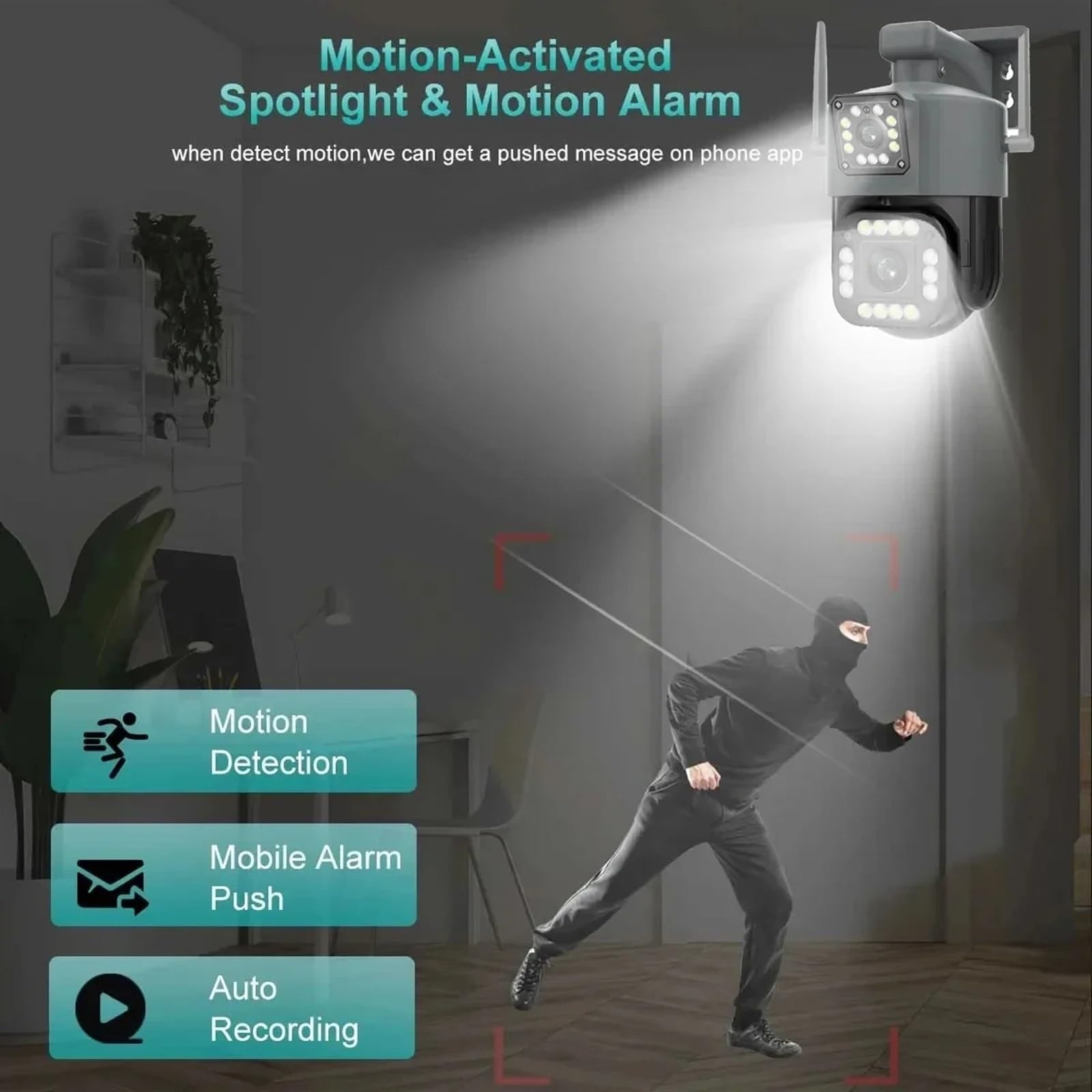 Kamera bezpieczeństwa zewnętrzna, Kamera PTZ 4K 8MP z dwoma obiektywami i podwójnym ekranem Automatyczne śledzenie Dwukierunkowy dźwięk Kolor Night Vision Wodoodporna kamera monitorująca Kamera bezpie