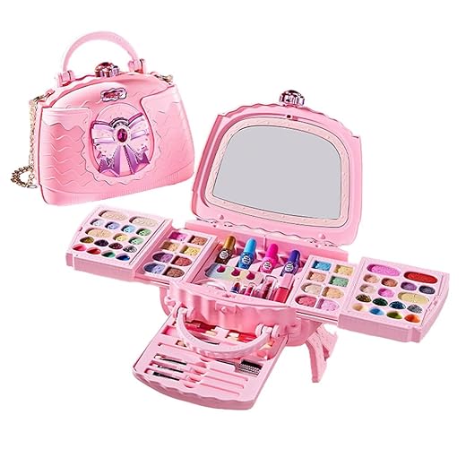 Kit De Seguro e lavável Maquiagem Infantil Completo Com Maleta De Princesa Espelho Para Meninas De 3 a 10 Anos