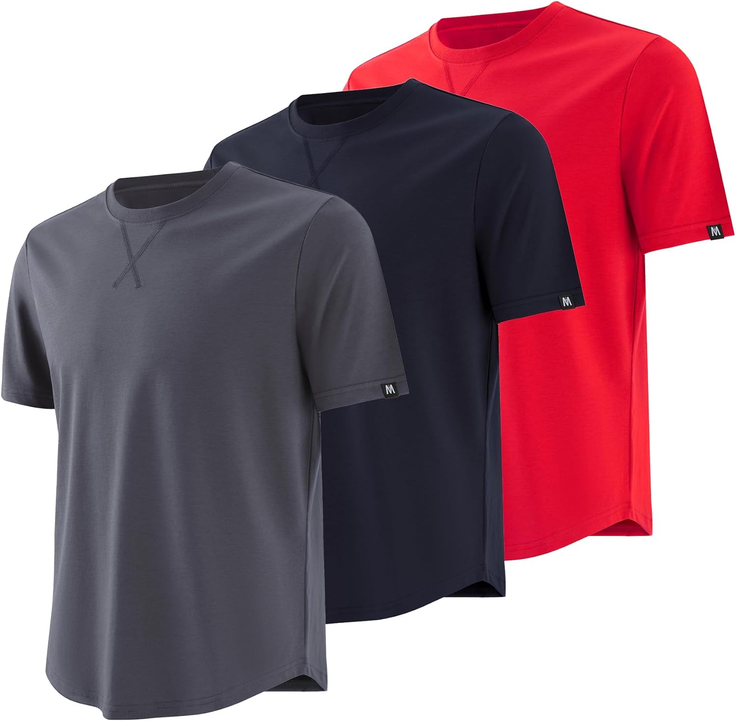 MagnaMan Men's 3-Pack Short Sleeve Crew Neck T-Shirts Solid Color Casual Tee Shirts - Ideal for Gym, Work & Daily Life