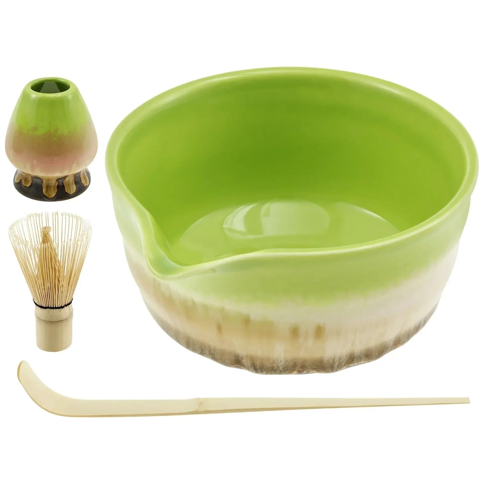Matcha-Teeservice 4-teiliges Matcha-Schneebesen-Set, elegantes Matcha-Herstellungsset, inklusive Matcha-Schale mit Öffnung, Matcha-Schneebesenhalter, Matcha-Schneebesen-Tee
