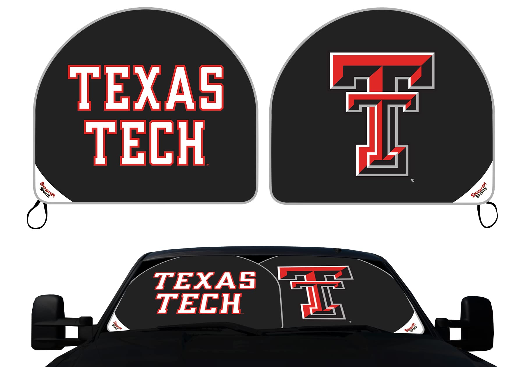 Smash'em Sports Dome Texas Red Raiders - Dome Shaped Auto Sunshade