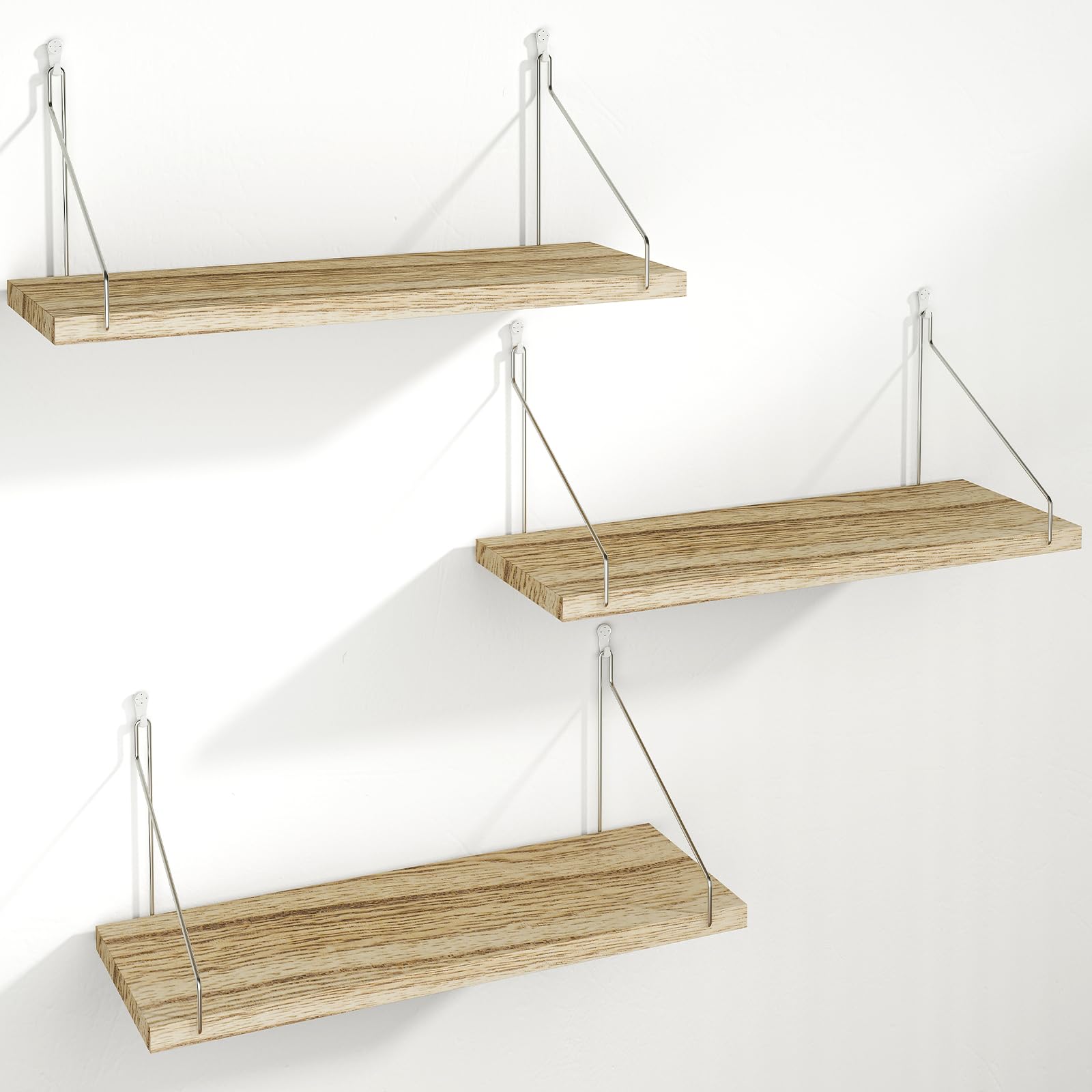 Fixwal Floating Shelves for Wall No Drilling, 3pcs Renter Friendly Shelves Adhesive