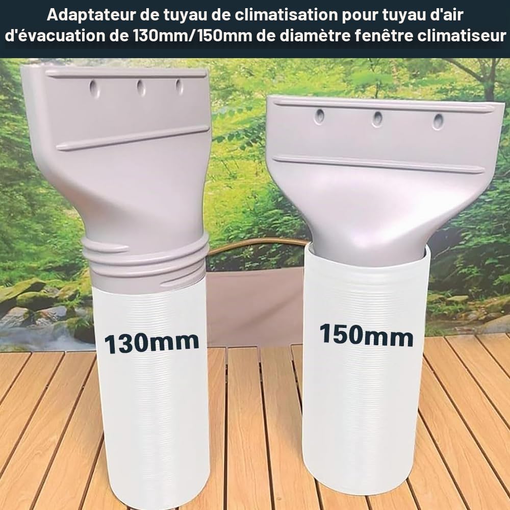 Adaptateur Plat pour Tuyau D'évacuation de Climatisation - Pour Fenêtres, Accessoires pour Climatisation Mobile, Extraction, Sèche-Linge, Voiture (130/150mm)
