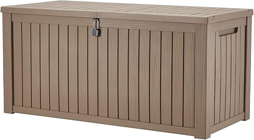 Kumcahom Caja de almacenamiento al aire libre, impermeable, grande, gabinete de almacenamiento de resina con cerradura para patio, jardín, piscina