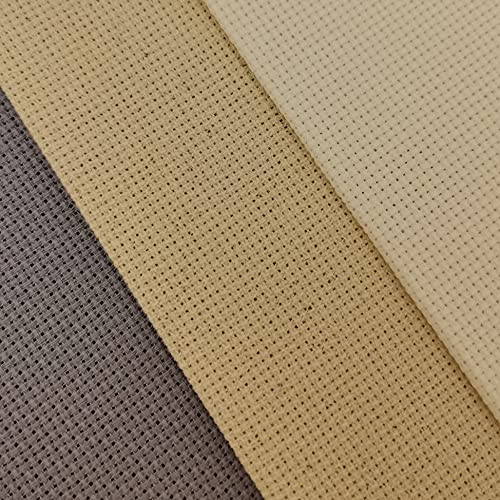 Image of KCS 3 pc of 12 inch x 18 inch 18CT Counted Cotton Aida Cloth Cross Stitch Fabric (Antique White +Oatmeal+Light Steel Grey)