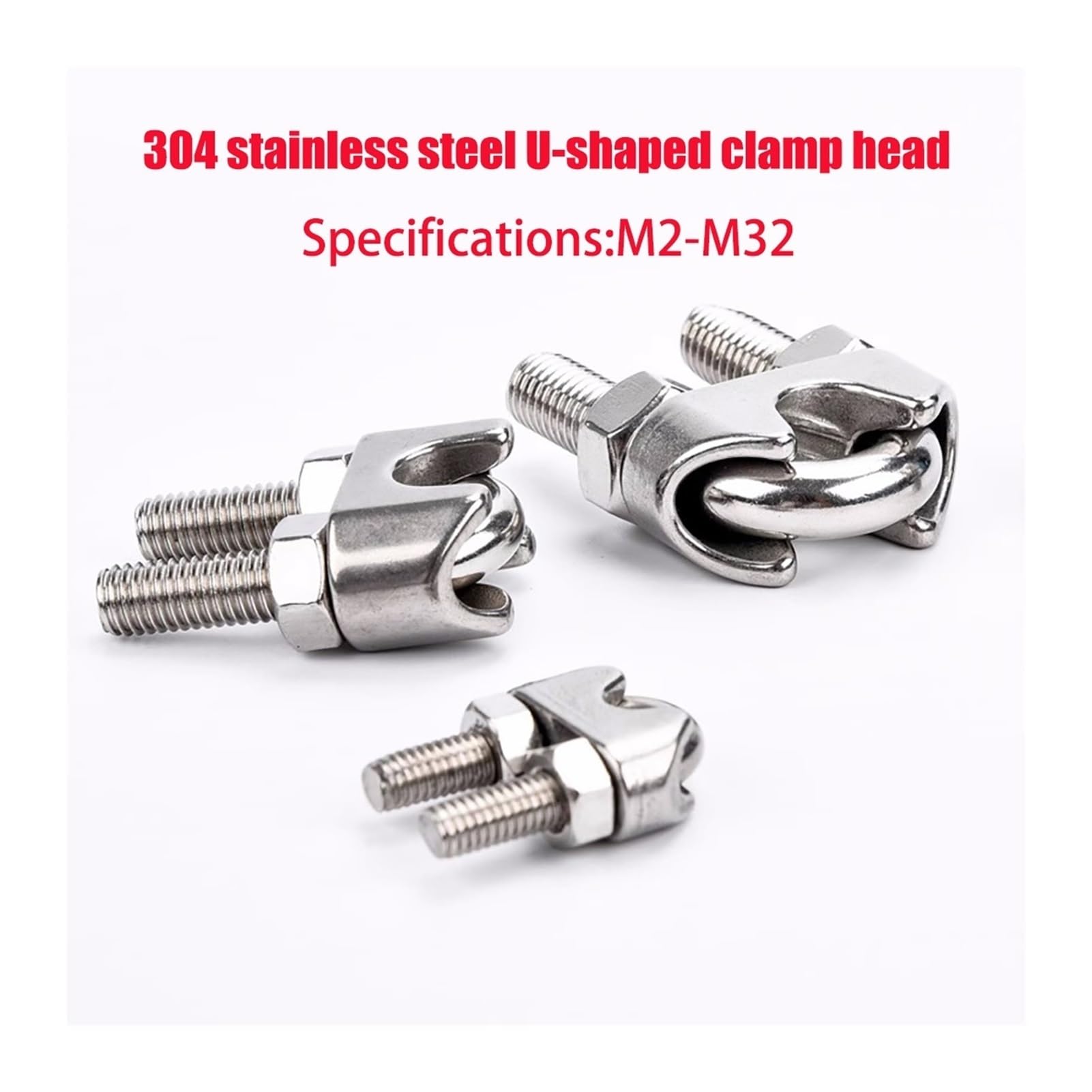 Zaciski do lin stalowych Zaciski kablowe, zaciski ze stali nierdzewnej 304 typu U M2-M32(M32)