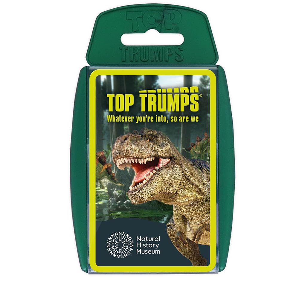 Natural History Museum Dinosaurs Top Trumps Card Game, Educational Battle Cards with Prehistoric Facts and Jurassic Stats, Fun Learning for Kids and Families – Ages 3+