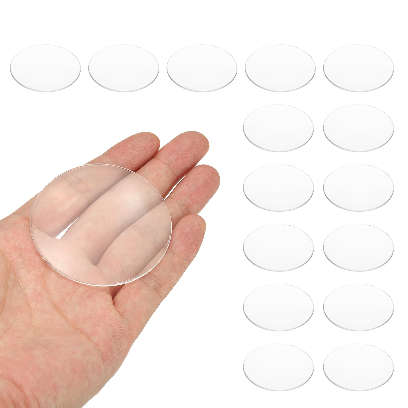 PATIKIL 15 Pack Biconvex Lens, 60mm Dia. 180mm Focal Length Spherical Optical Lenses Magnifier Paperweight Acrylic Double Convex for DIY Office Desk Home Science Experiment Telescope