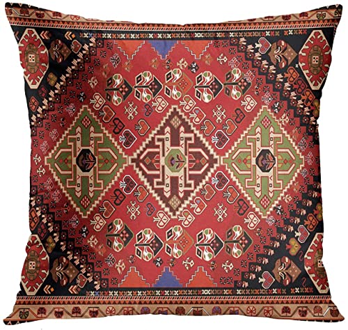 Emvency Set Of 4 Throw Pillow Covers Tribal Abstract Red And Black Vintage Persian Carpet Pattern Decorative Pillow Cases Home Decor Standard Square 20X20 Inches Floral Pillowcases #TOP1