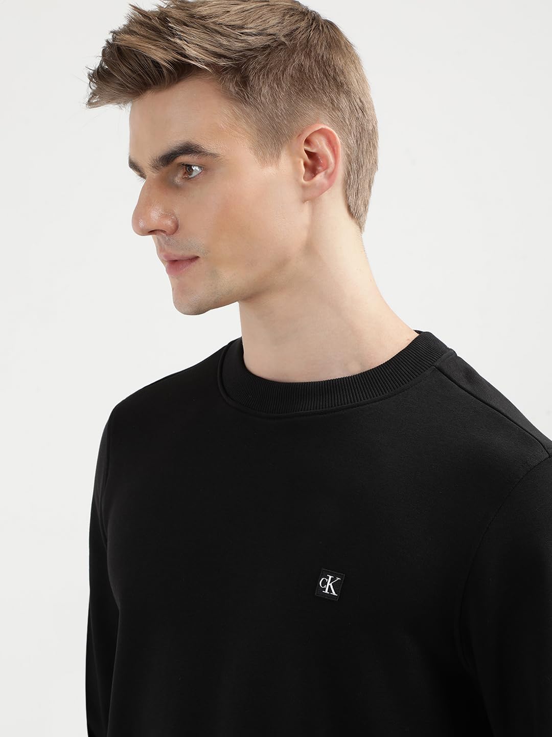 Calvin Klein Uomo Felpa Badge Crew Neck Regular Fit, Nero (CK Black), XXL