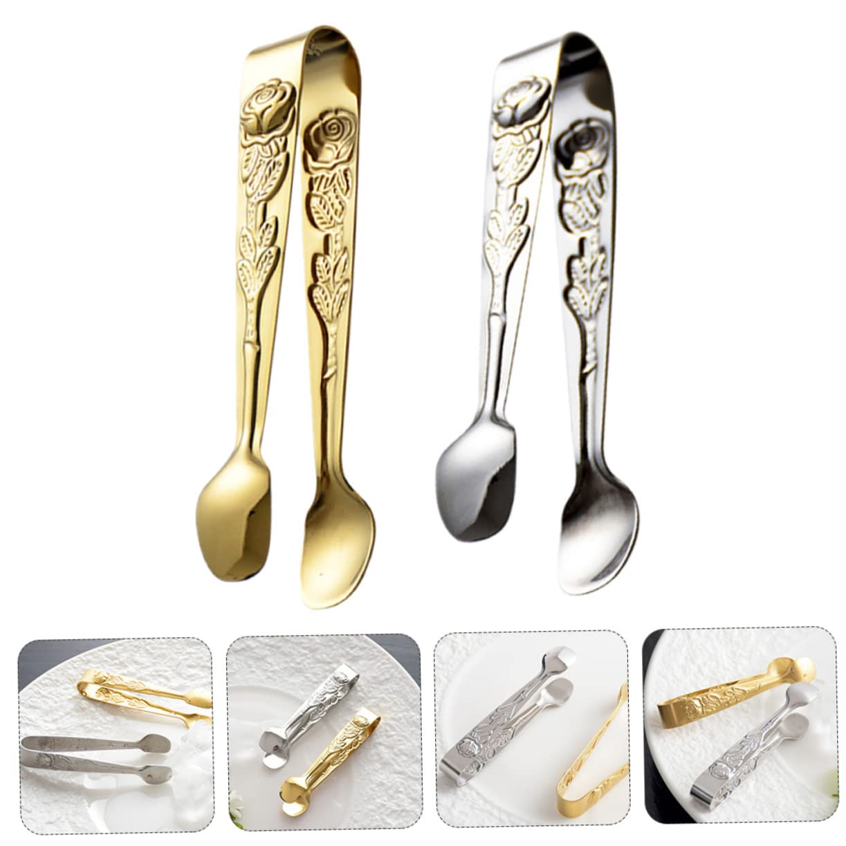 3 pinze da cucina in acciaio inox da 7 utensili da cucina per tè, feste, caffè, bar, antipasti, pane, ghiaccio e altri piccoli oggetti
