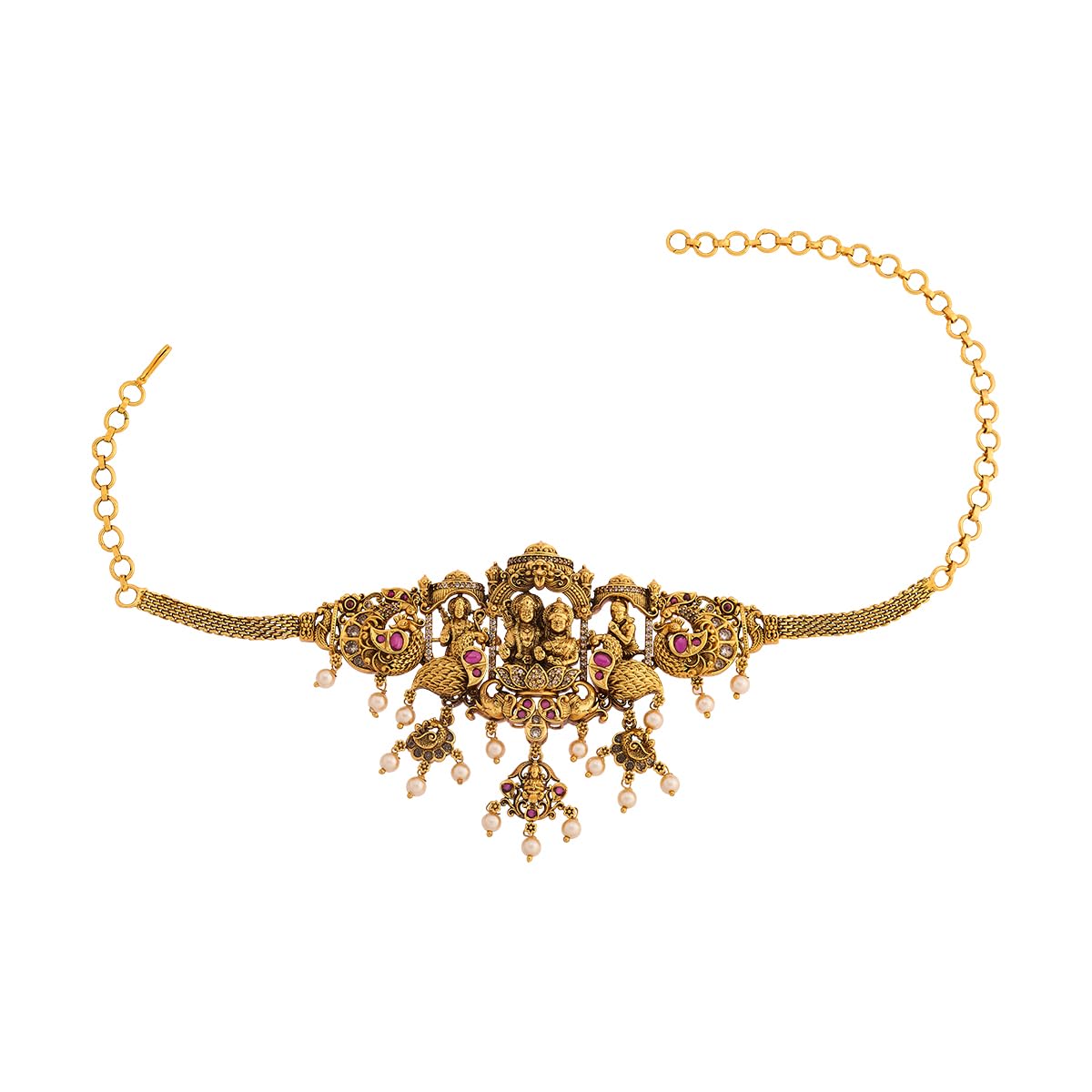 kushal's Fashion Jewellery Ruby Gold Plated Antique Bajuband Armlet with Adjustable Chain for Women | Bridal, Bridesmaid & Occasion Wear - 468819-picture-20
