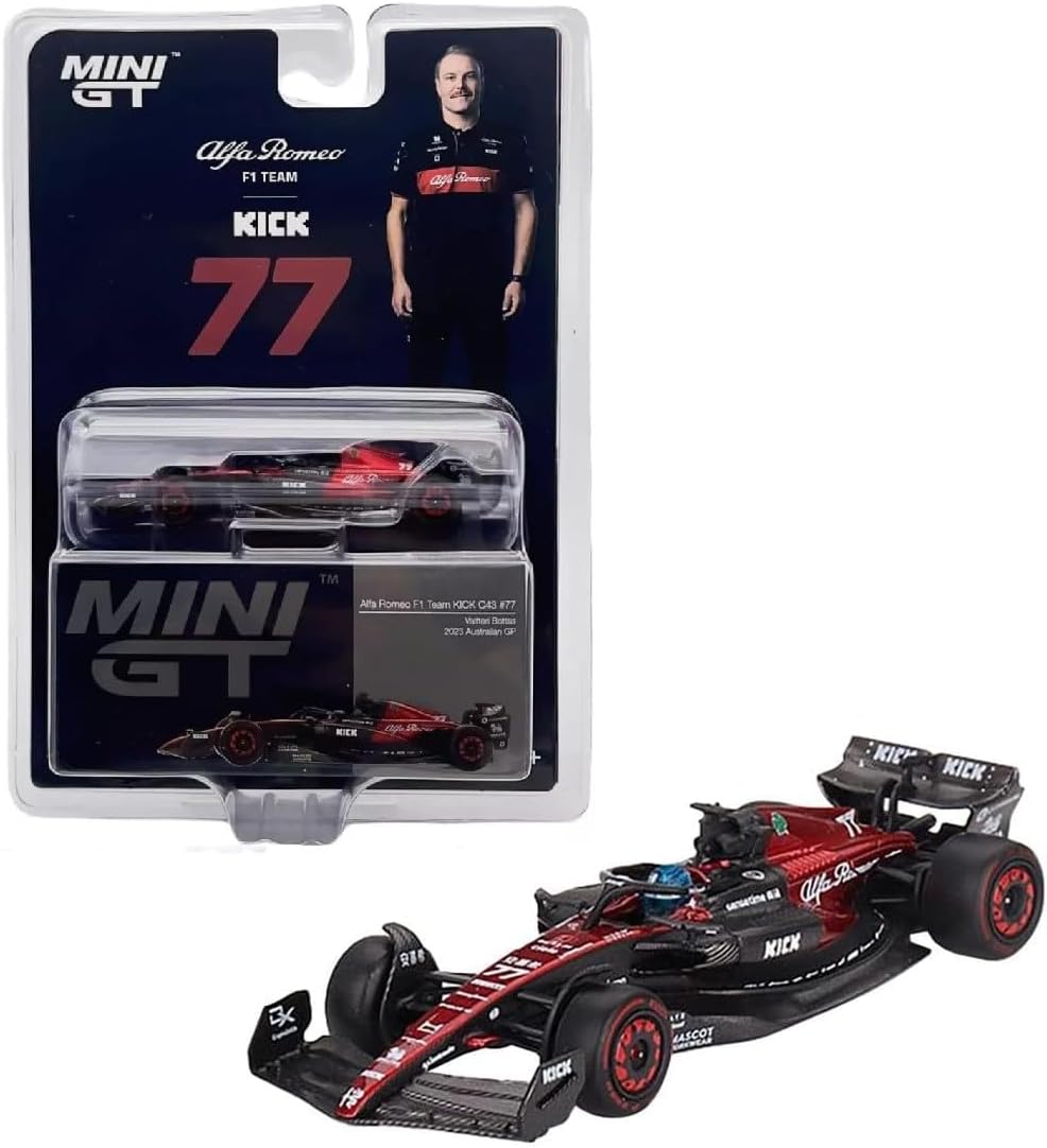 1:64 Diecast Model Car Compatible with Mini GT Alfa Romeo C43#77 Valtteri Bottas 2023 F1 2023 Australian GP Limited Edition MGT00729