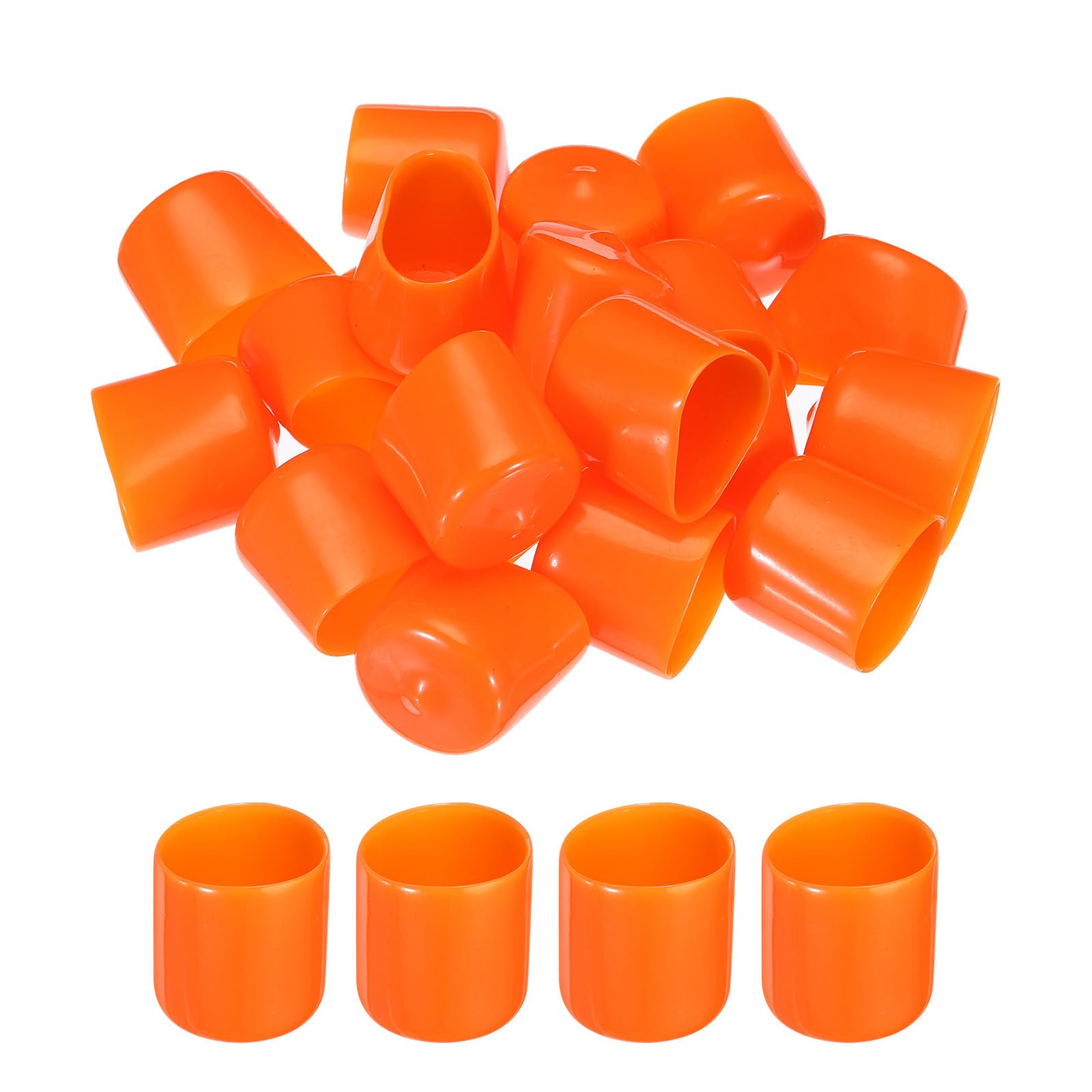 MECCANIXITY 20pcs 25mm(1") Rubber End Caps Cover PVC Vinyl Screw Thread Protector Round Wire Shelf Caps for Screw Bolt Pipe Fence Post, Orange