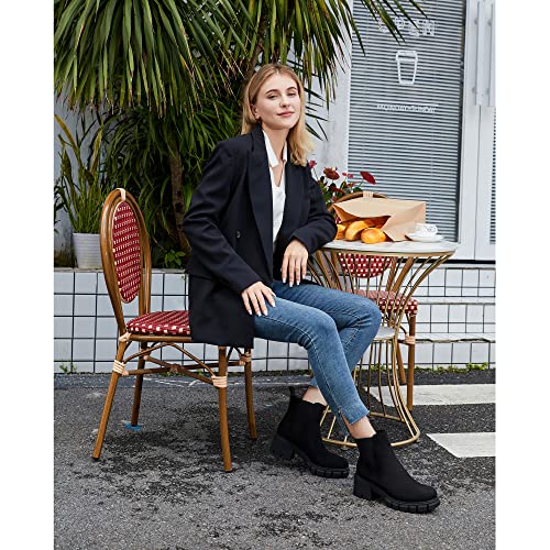 starmerx Women Platform Ankle Boots Elastic Chelsea Boots Mid Heel Slip on Booties4