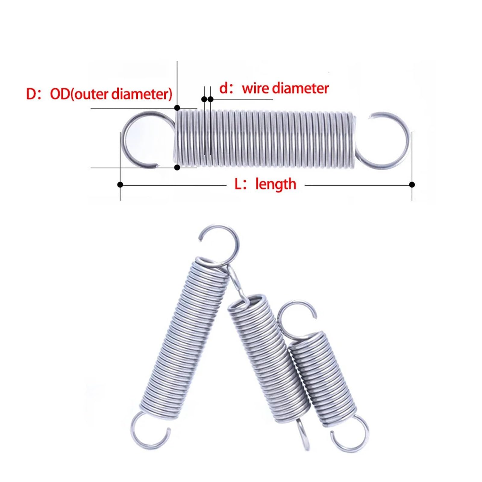 2 Zugfedern 1.6x12x60 Mm - Federstahl Doppelhaken Spannfedern