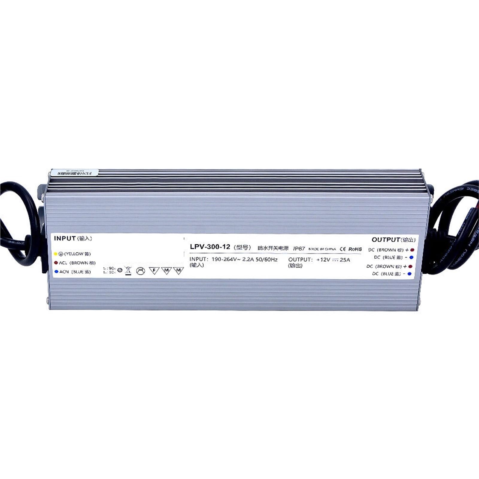 FCARUMIQP LPV-300-12 300W 12V 25A IP67 Switching Power Supply 1Pcs