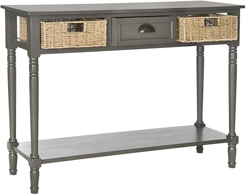 Safavieh American Homes Collection Winifred - Mesa consola de mimbre gris con almacenamiento