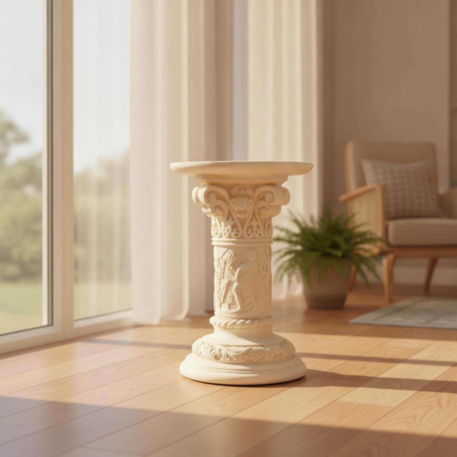 Colonna Decorativa Colonna Romana Piedistallo Pilastro Sollevatore per Sculture in Ossido di Magnesio con Finitura Crema , Colonna Romana 3, Altezza 63 Cm, Diametro 32 Cm, Peso 7350 G