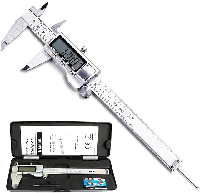 LOUISWARE Digital Caliper, Electronic Stainless Steel Vernier Caliper 150mm/0-6 Inch Measuring Tool with Extra-Large LCD Screen- Inch/Millimeter Conversion