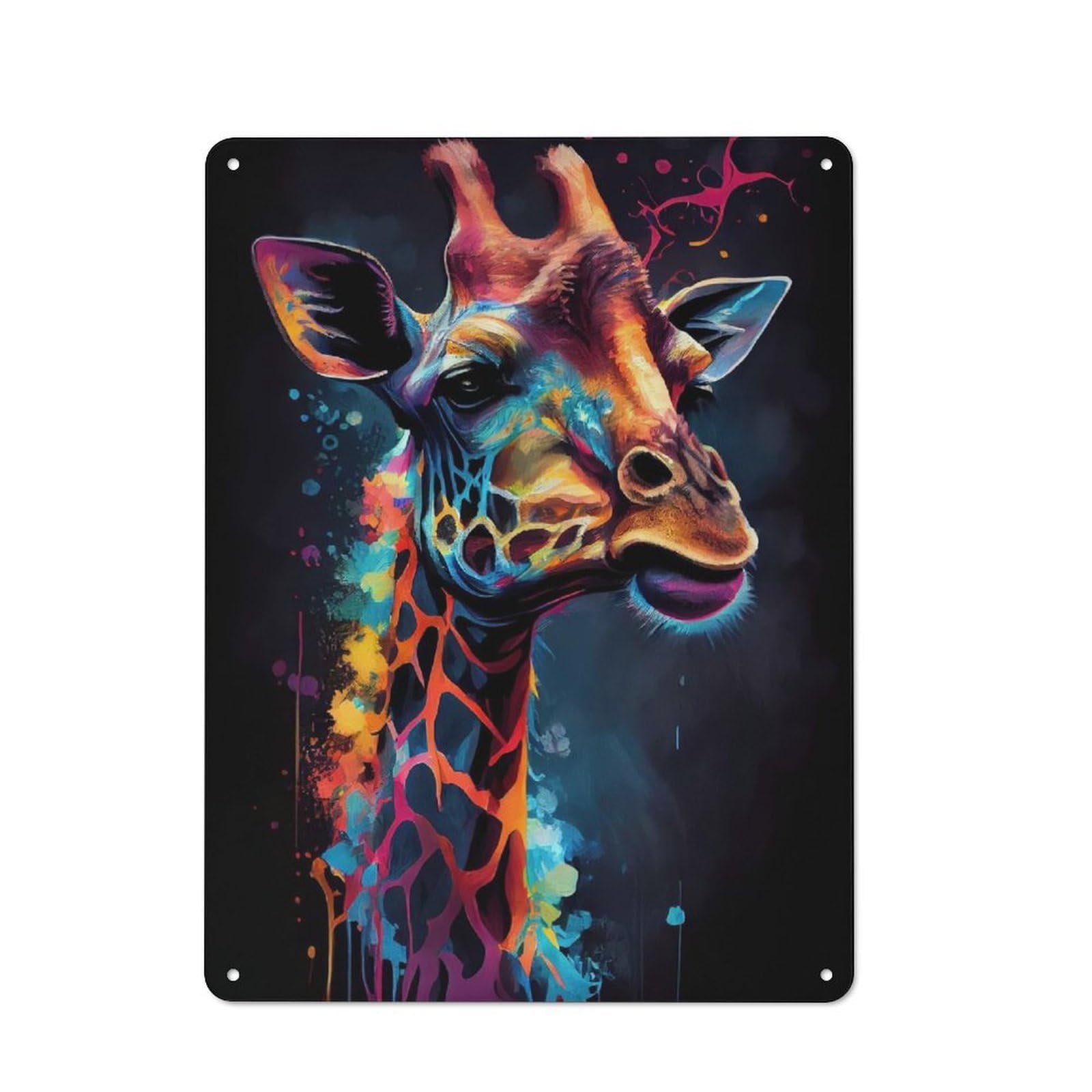 Vintage Cafe Metal Sign 40x30cm Featuring The Mellow Giraffe, Bistro Wall Plaque for Cafe, Bistro, Bakery Or Restaurant