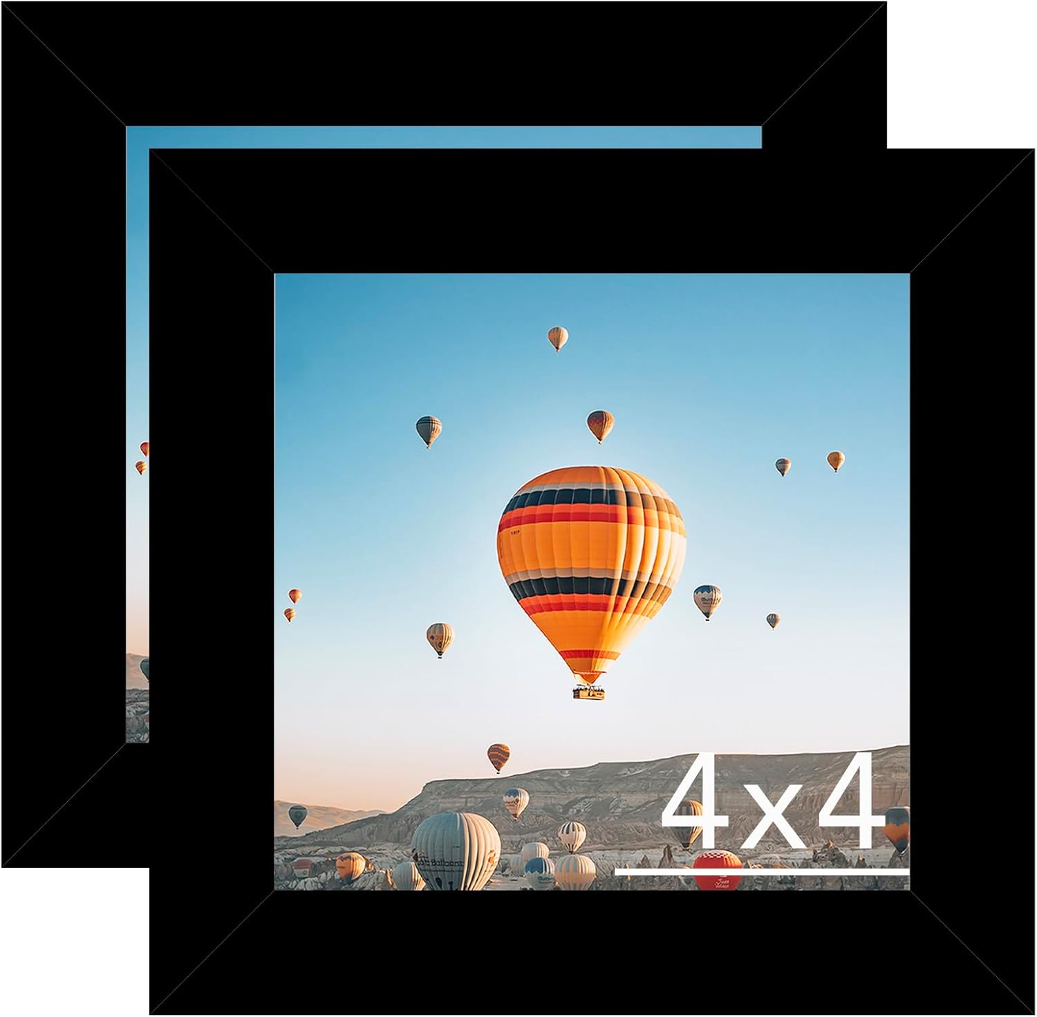 4x4 Picture Frame Set of 2 Black for Wall Hanging or Tabletop, Wall Mounting Horizontally or Vertically, 4 x 4 Square Wall Gallery Poster Photo Frame with Shatter Resistant Plexiglass, 2 Pack, Black Black, 2 Pack 4x4 inch