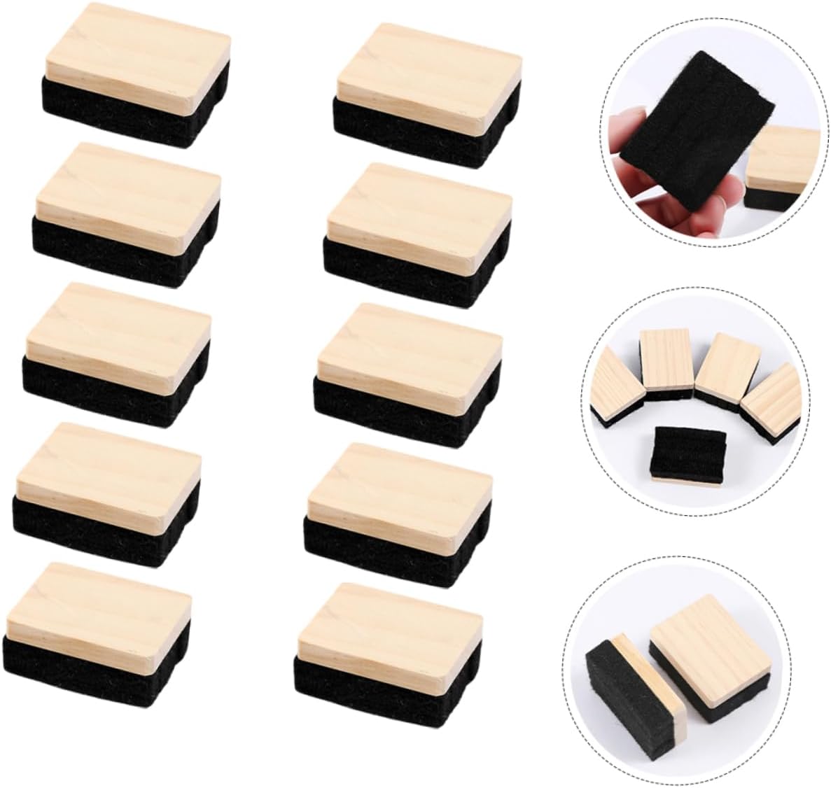 Portable Chalkboard Eraser 10pcs Wood Felt Dust Cleaner for Schools
