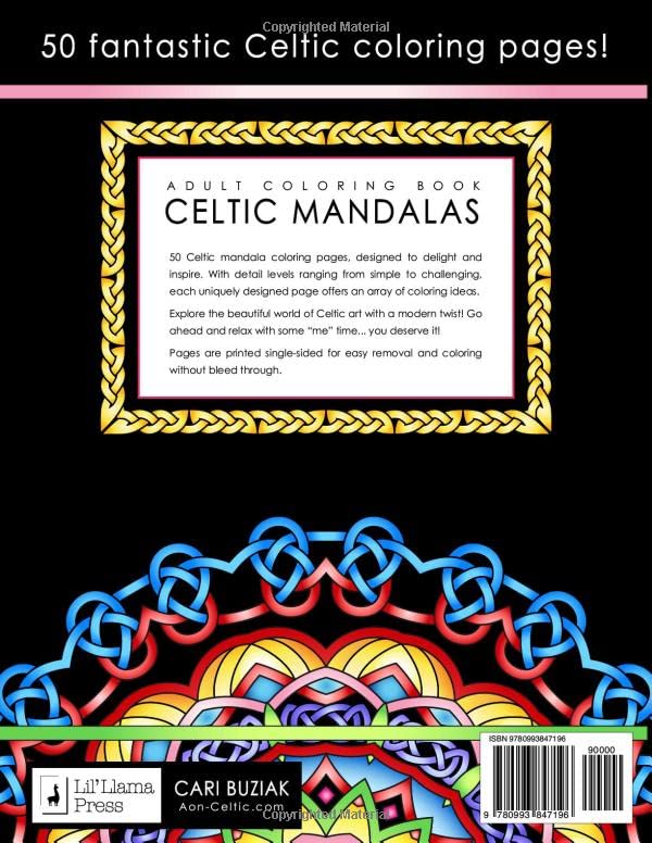 Image of Celtic Mandalas adult colouring book: 50 pages of gorgeous Celtic designs to color, 8.5 inchx11 inch (Coloring Books by Cari Buziak / AonCelticArt)