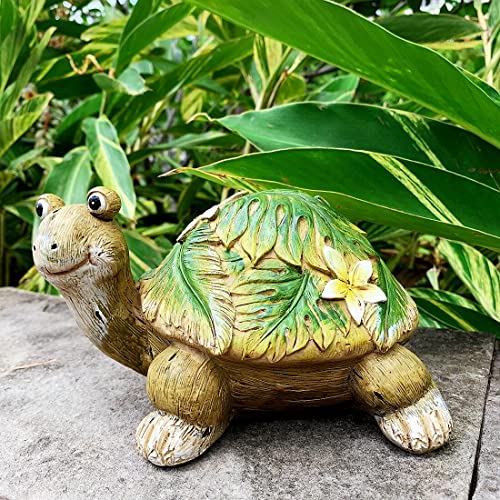 iRonrain Statues De Jardin Figurine Tortue avec Feuille-Statue Décorative De Jardin Extérieur Automne Hiver, Statues De Tortue pour Cadeaux De Décoration Extérieure De Pelouse De Jardin Cover