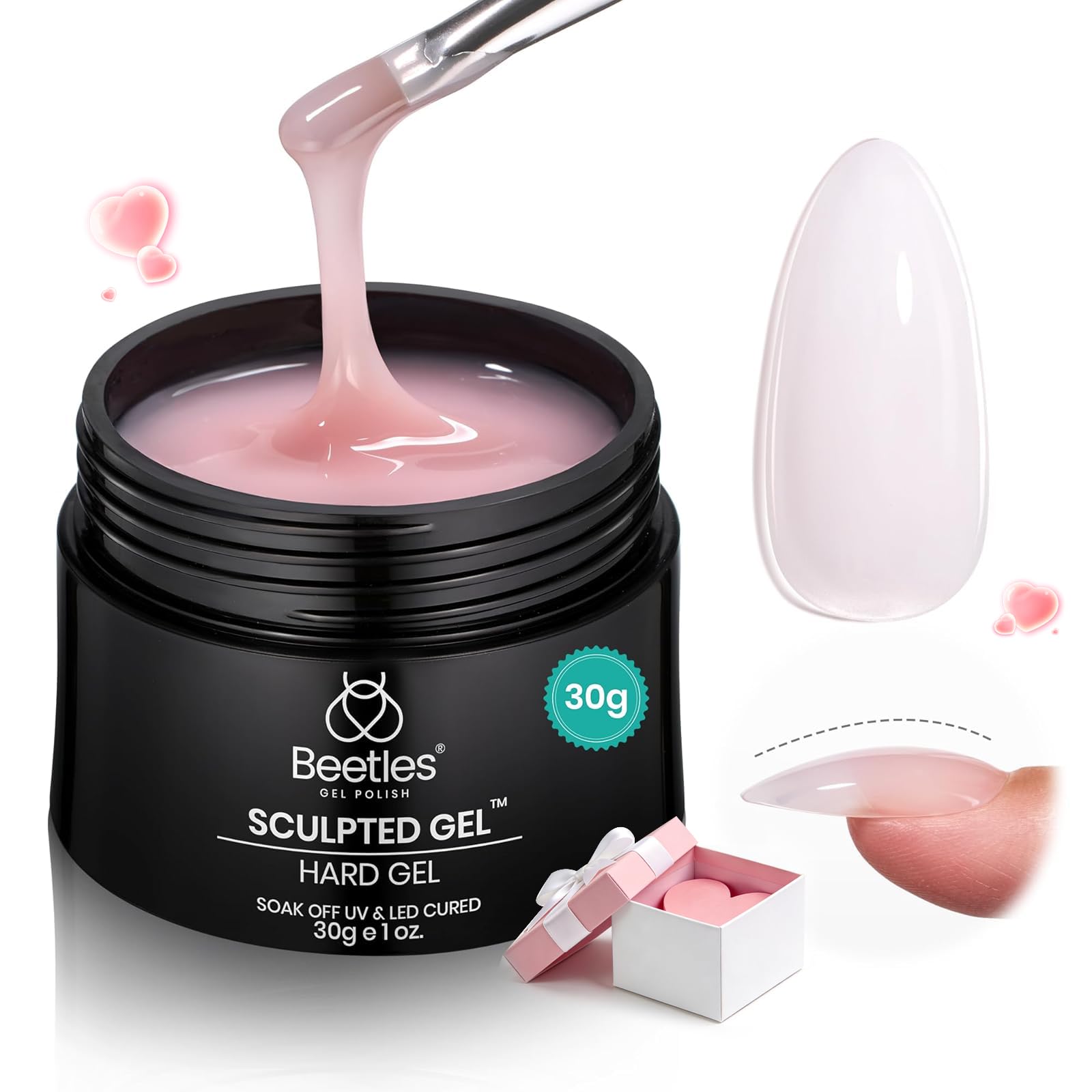 Beetles Builder Gel Nude Pink Sculpted Gel High Hardness for Nail Extension Broken Repair Protection Durable for Home Salon UV LED Lamp Cured Nail DIY Art Manicure 1 oz