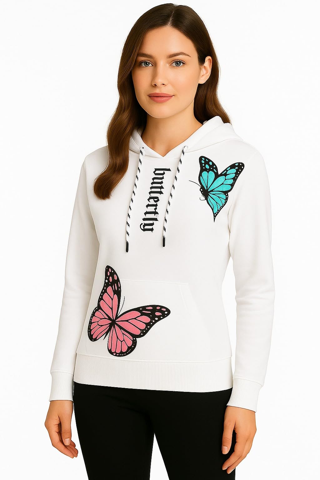 Rangriti Raves Womens Stylish Printed Hoodie | Trendy Cotton Fleece Hooded Sweatshirt for Women & Girls | Full Sleeve Winter Wear Pullover in multi