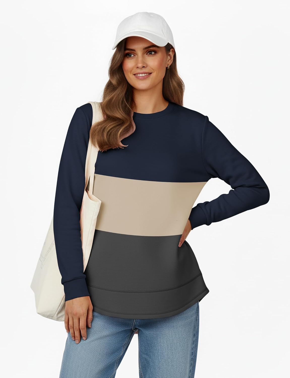 AURUZA Sweatshirt for Women Long Sleeve Crewneck Sweatshirt Women Causal Loose Fit Pullover Tunic Top Fall Clothes Shirts - Image 5