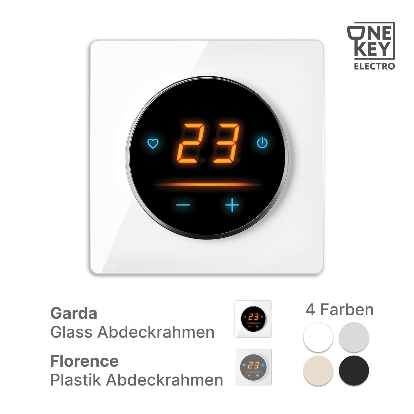 Elektryczne ogrzewanie podłogowe: mata grzewcza WARMON CLASSIC LIGHT 100 W/m² z termostatem WiFi OKE-25 Touch i ramką ze szkła Garda, termostat: OKE25 Garda biały, rozmiar maty: 3,5 m²
