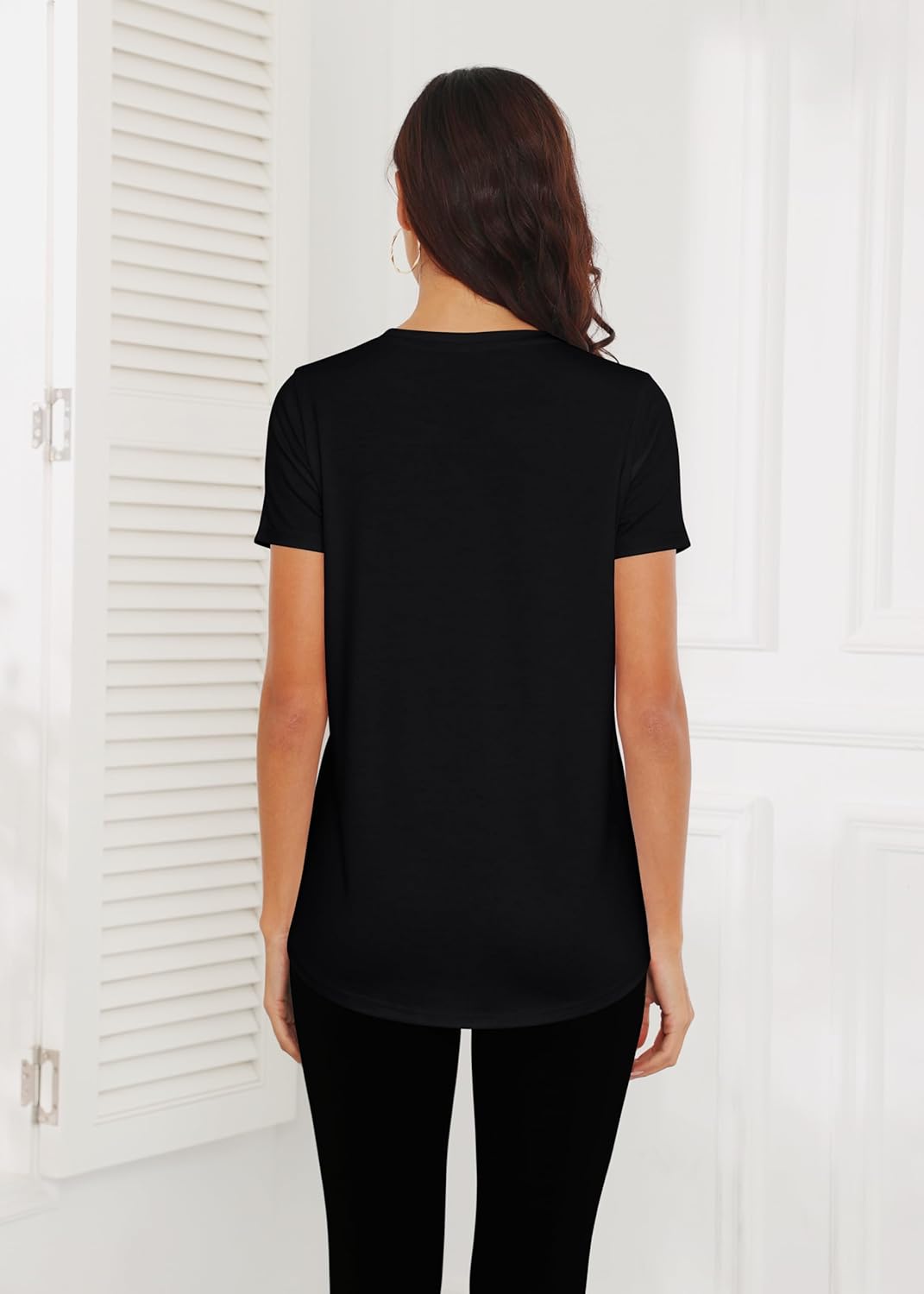 Smile Fish Women Crewneck Loose Fit Tunic Tops Short Sleeve Dressy Casual Summer Long Tee Shirts - Image 2