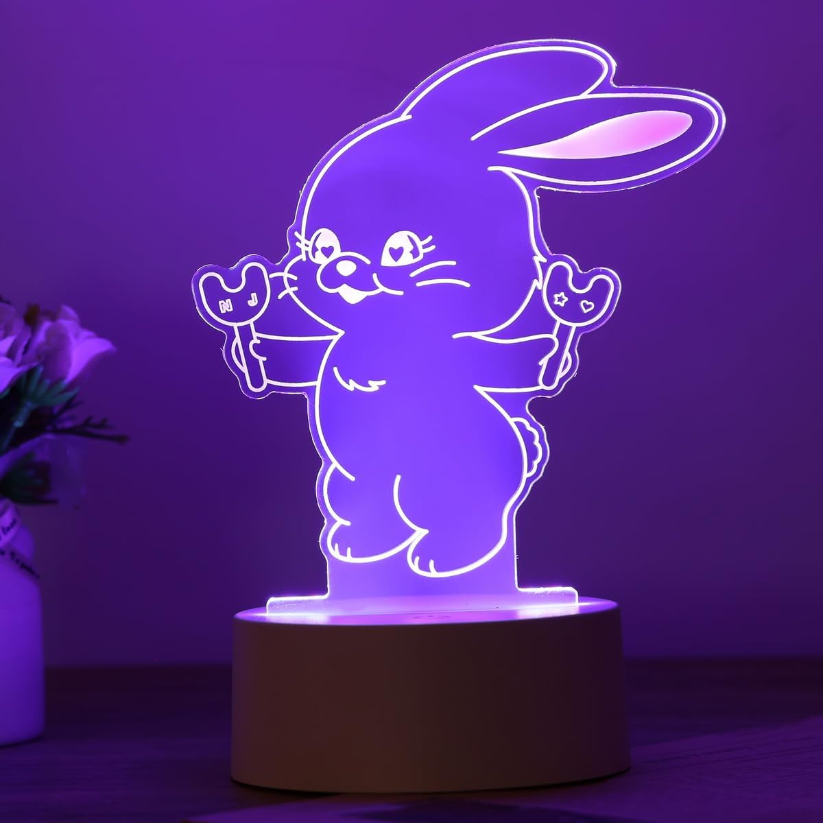 AONELAS Kpop LED Night Light 7 Colors Remote Adjustable Bunnies NightLight Bedside Lamp for New Nwjns Jeans Bunny Bunnies