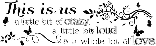 SUPERDANT This Is Us Quotes Wall Stickers Family Quotes Wall Sticke Butterfly Vinyl Wall Decor Stickers Saying Wall Art Decal Sticker Home Decoration for Living Room Bedroom Bathroom Black(28x88cm)